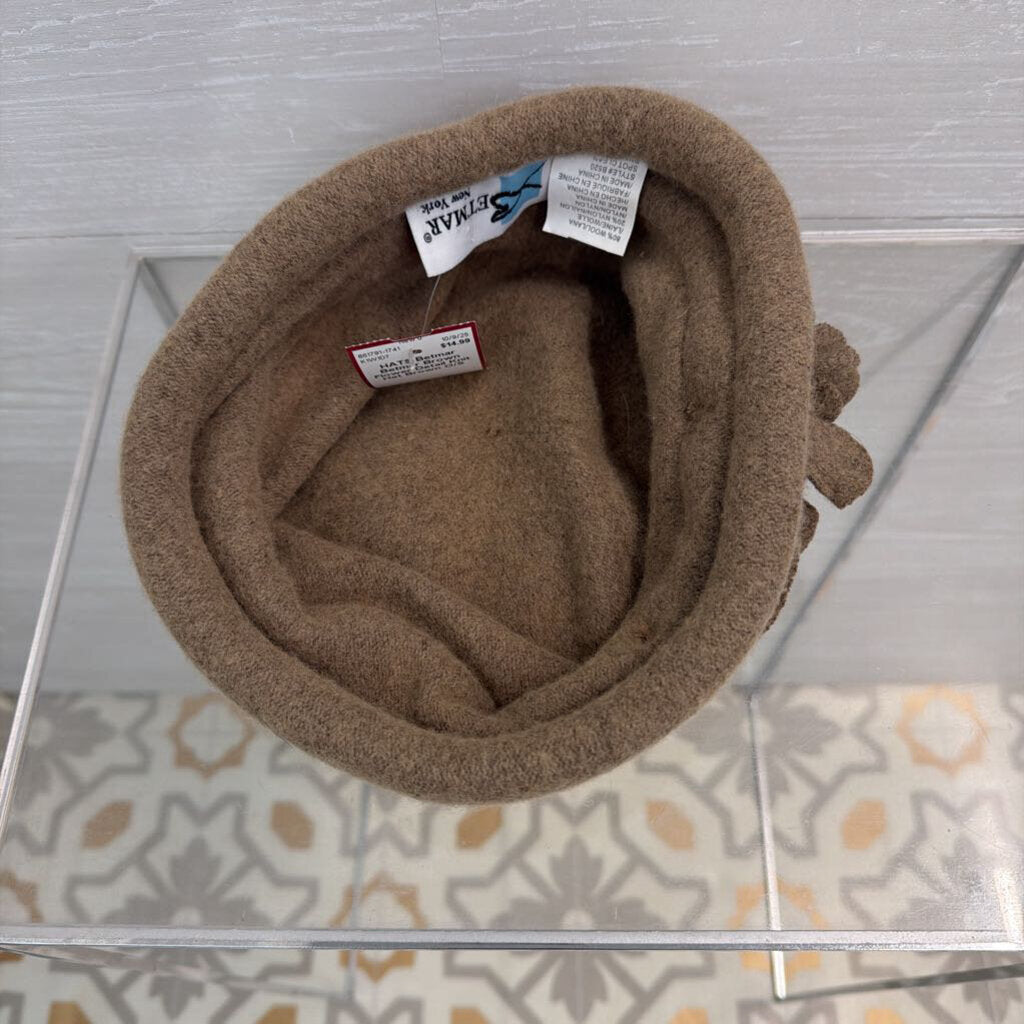 Betmar Brown Flower Detail Knit Hat