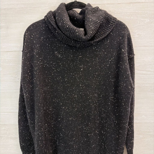 Athleta Black/ White Speckled Knit Turtleneck Sweater Small