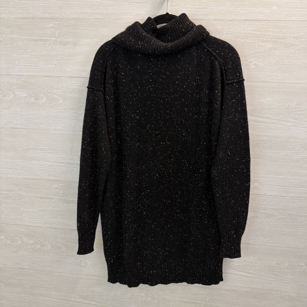 Athleta Black/ White Speckled Knit Turtleneck Sweater Small