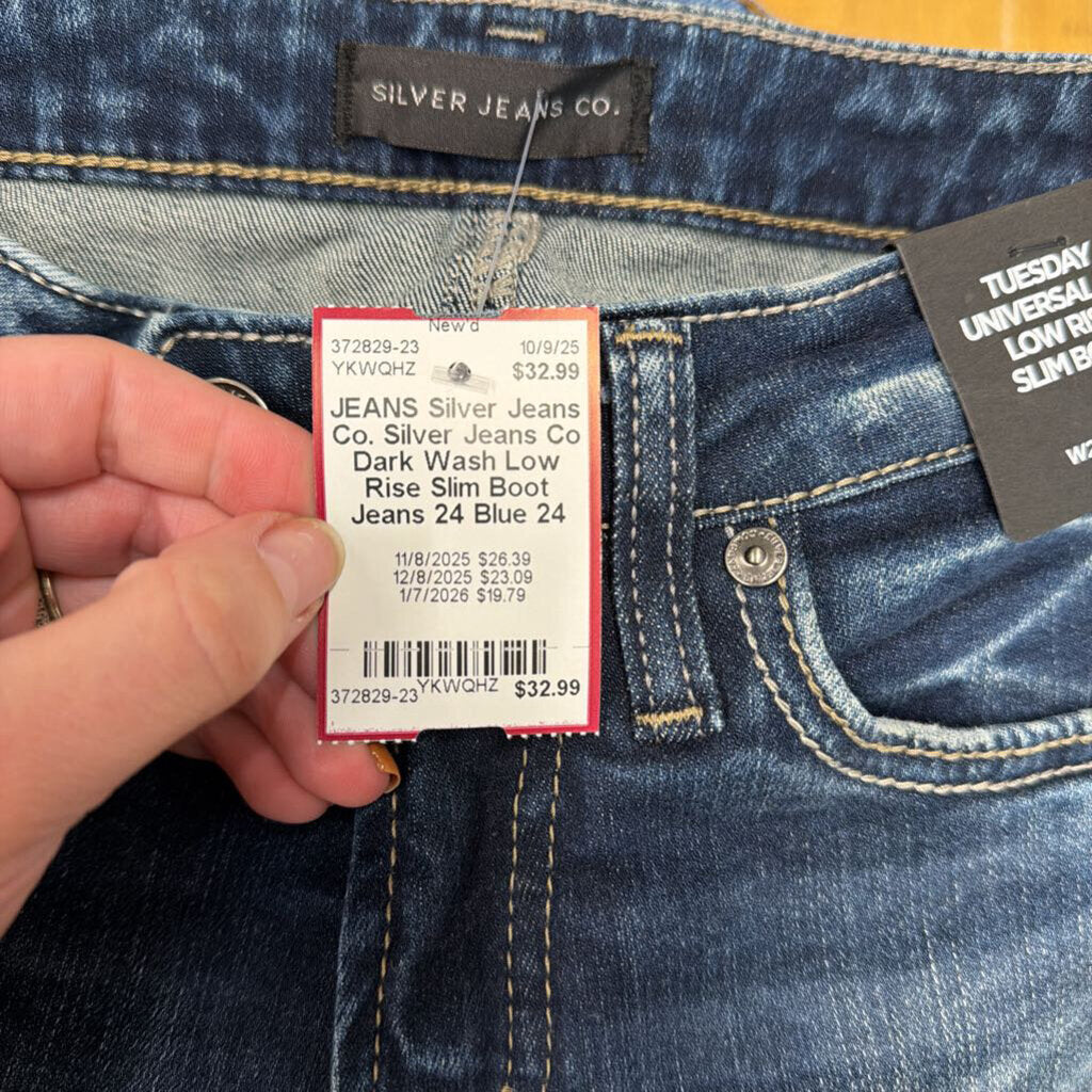 Silver Jeans Co Dark Wash Low Rise Slim Boot Jeans 24