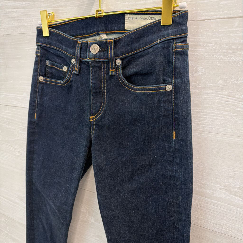 Rag and Bone Dark Wash High Rise Skinny Jeans 24