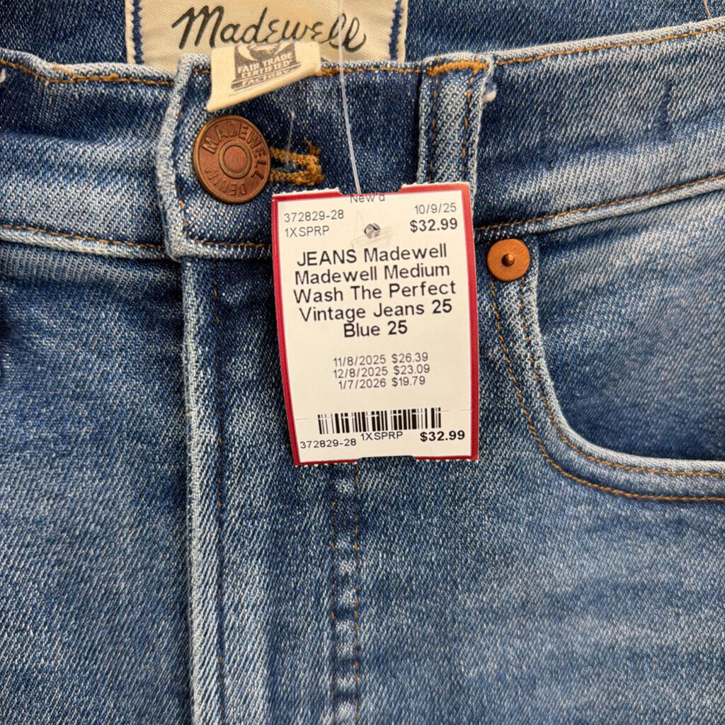 Madewell Medium Wash The Perfect Vintage Jeans 25