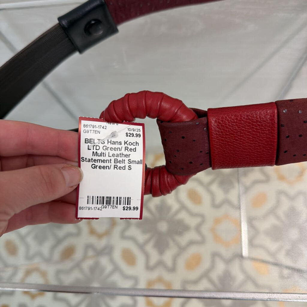 Green/ Red Multi Leather Statement Belt Small