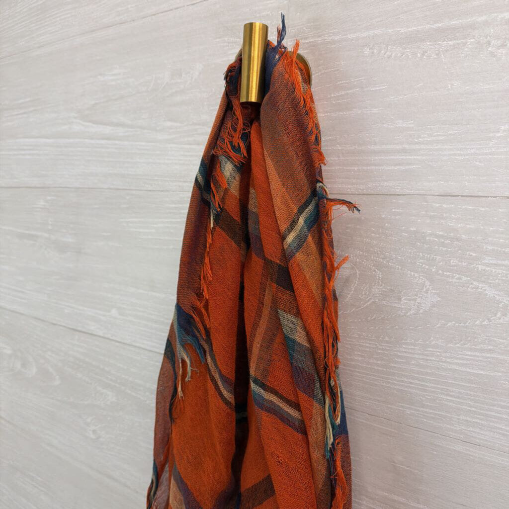 Orange/ Multi Plaid Scarf