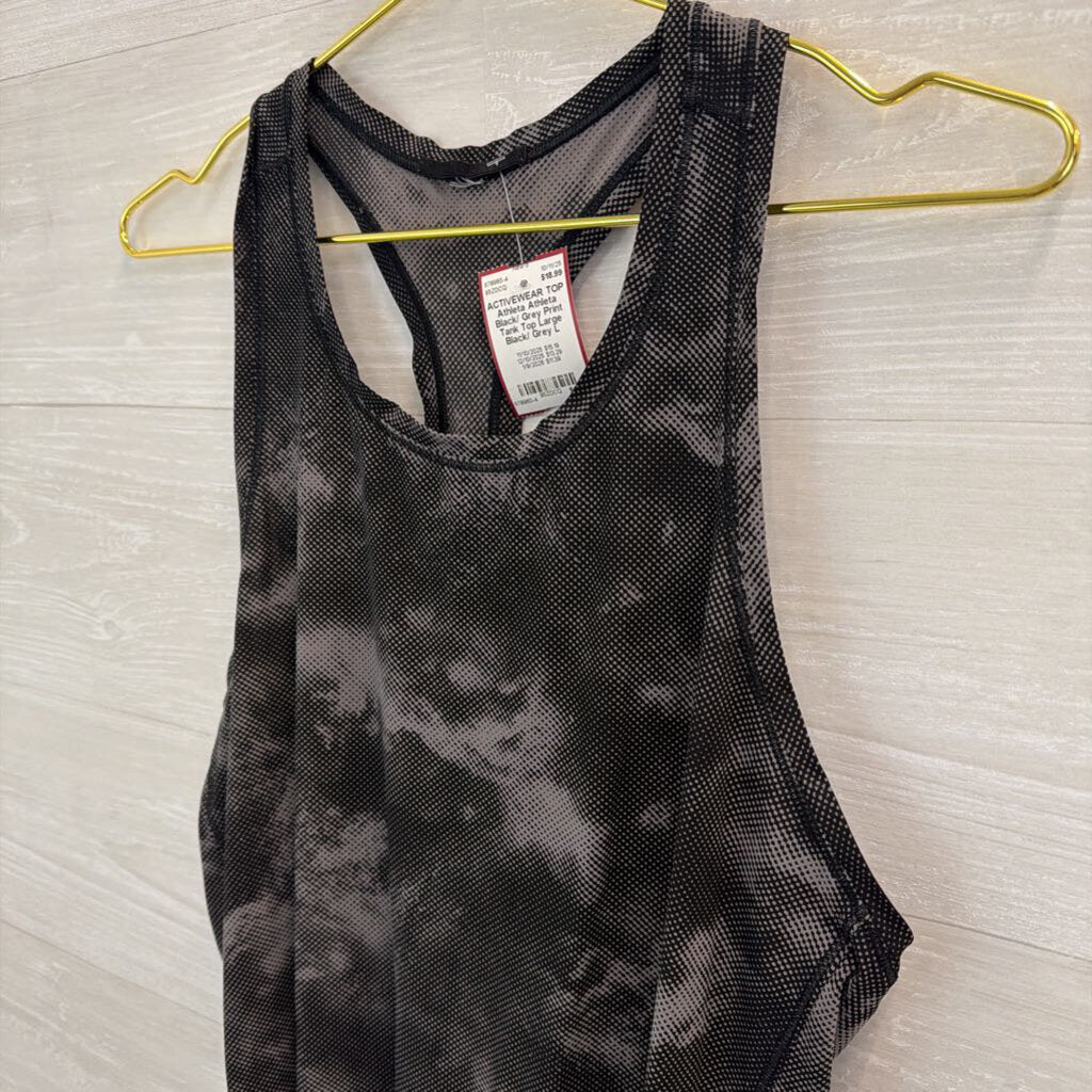Athleta Black/ Grey Print Tank Top Large