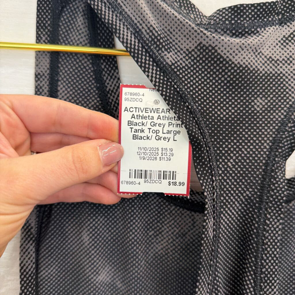 Athleta Black/ Grey Print Tank Top Large