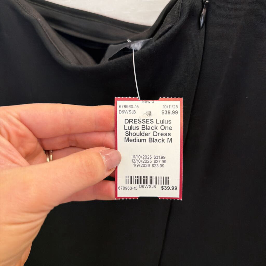 Lulus Black One Shoulder Dress Medium