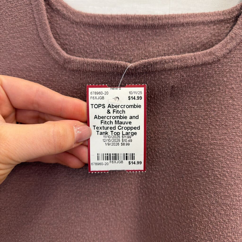 Abercrombie and Fitch Mauve Textured Cropped Tank Top Large
