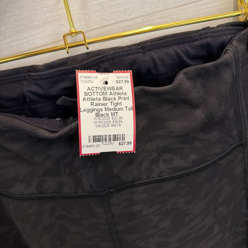 Athleta Black Print Rainier Tight Leggings Medium Tall