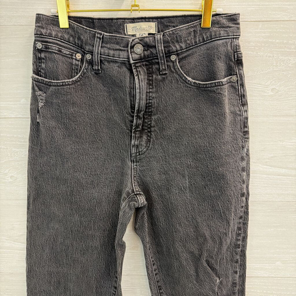 Madewell Black Distressed The Perfect Vintage Straight Jeans 28 Tall