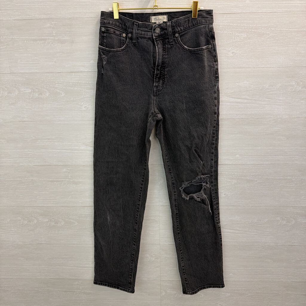Madewell Black Distressed The Perfect Vintage Straight Jeans 28 Tall