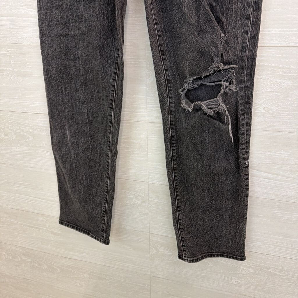 Madewell Black Distressed The Perfect Vintage Straight Jeans 28 Tall