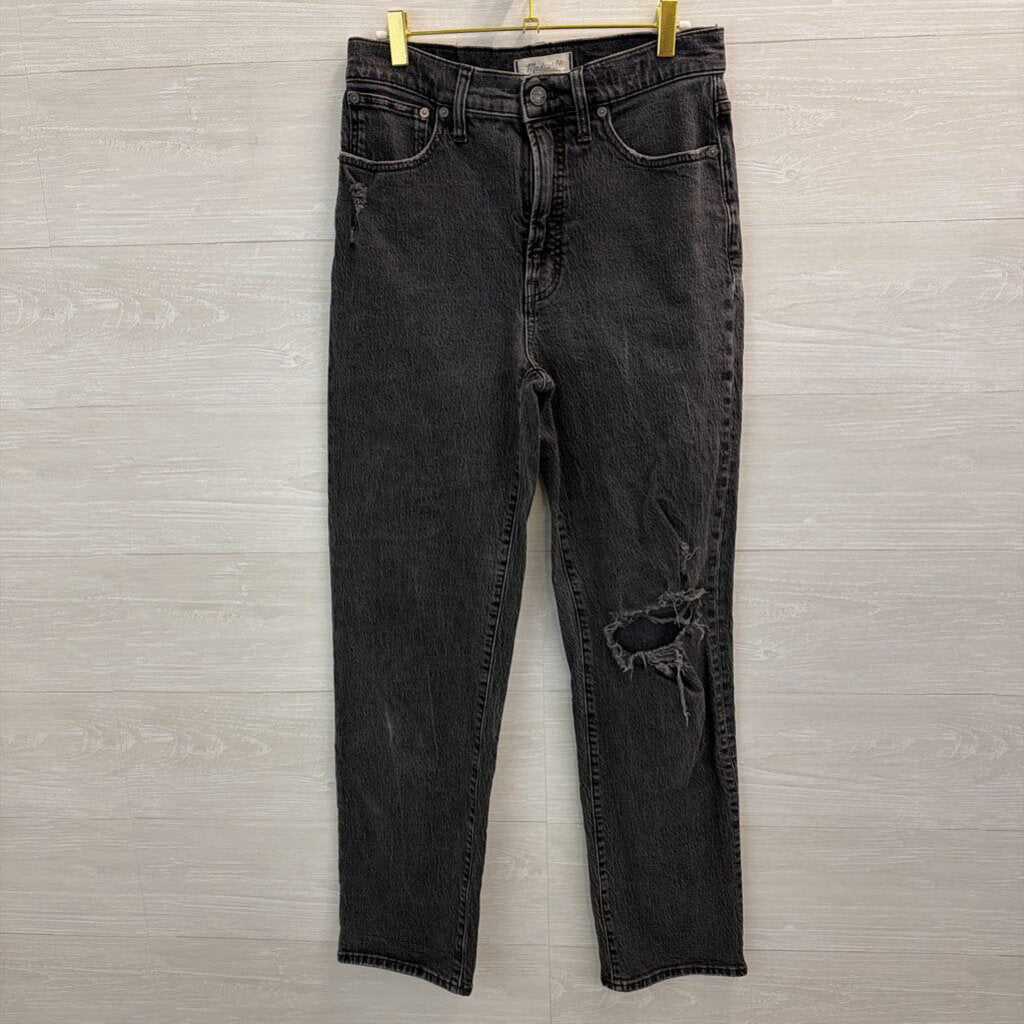 Madewell Black Distressed The Perfect Vintage Straight Jeans 28 Tall