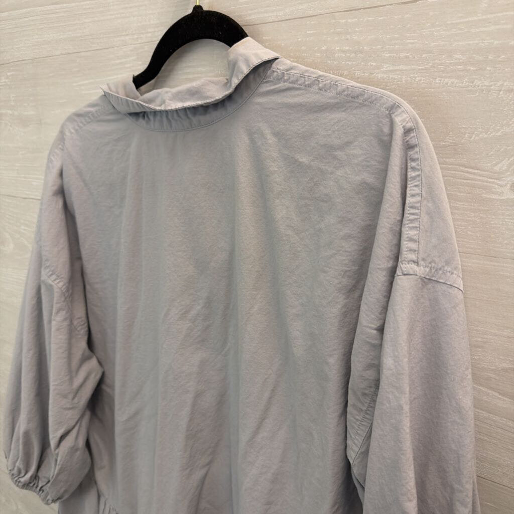 Free People Blue Long Sleeve Tiered Half Button Down Top Small