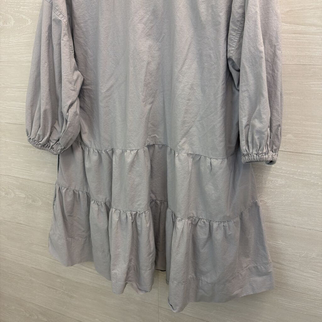 Free People Blue Long Sleeve Tiered Half Button Down Top Small