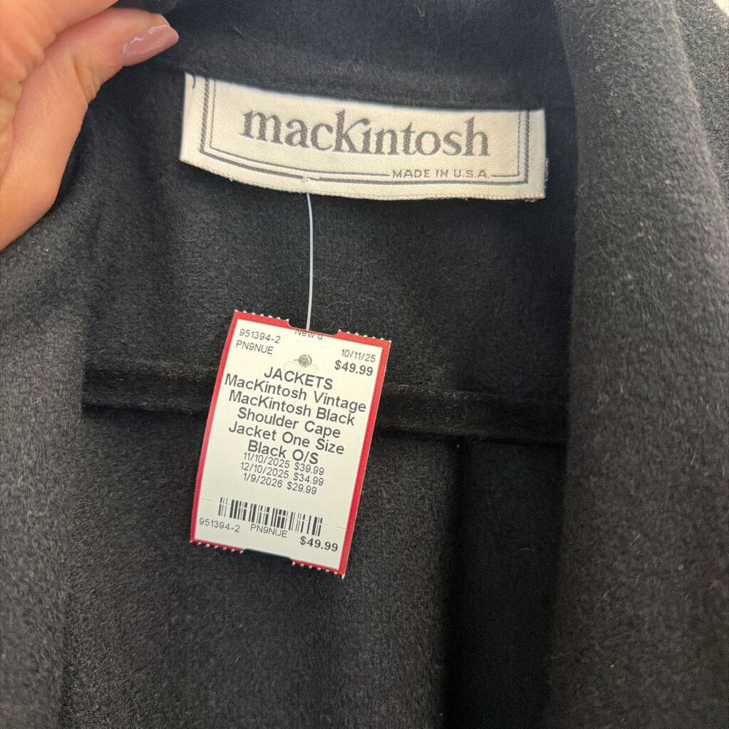 Vintage MacKintosh Black Shoulder Cape Jacket One Size