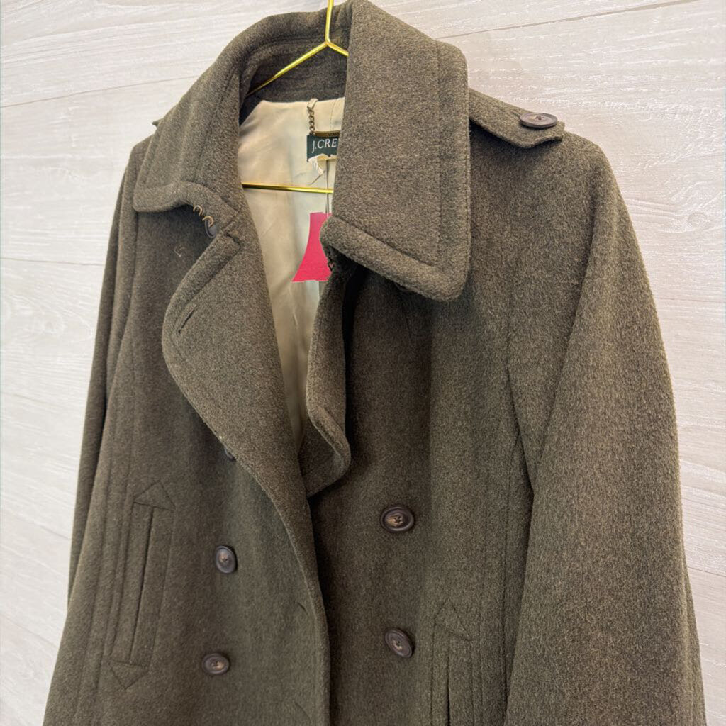 J Crew Green 100% Wool Double Breasted Jacket Large