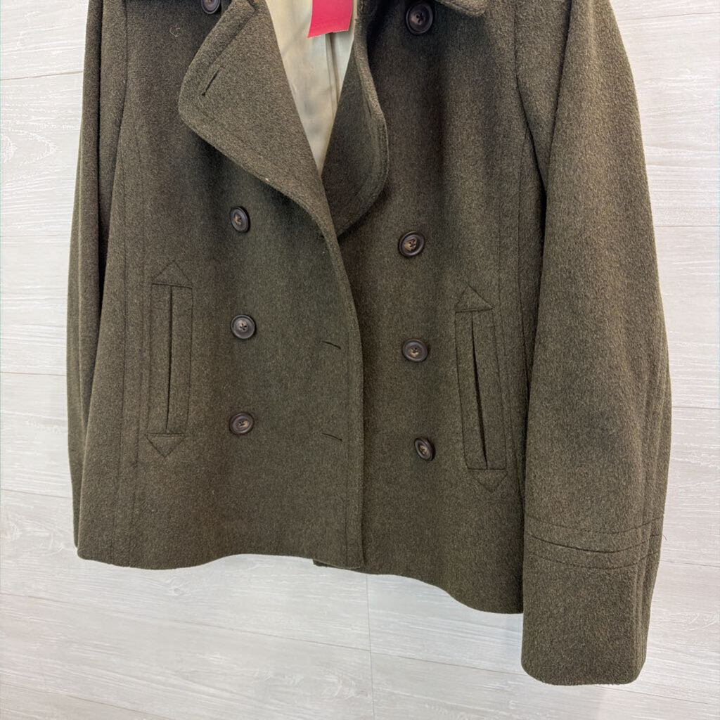J Crew Green 100% Wool Double Breasted Jacket Large