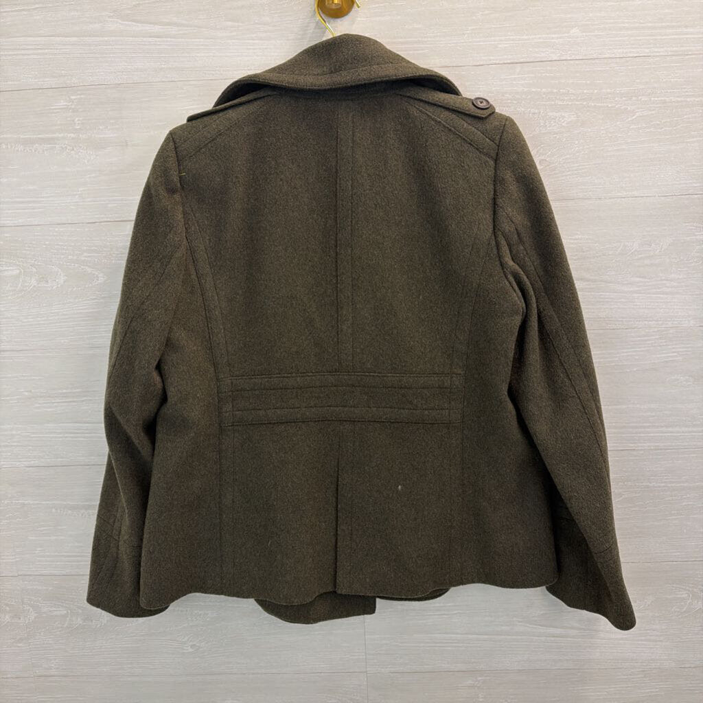 J Crew Green 100% Wool Double Breasted Jacket Large