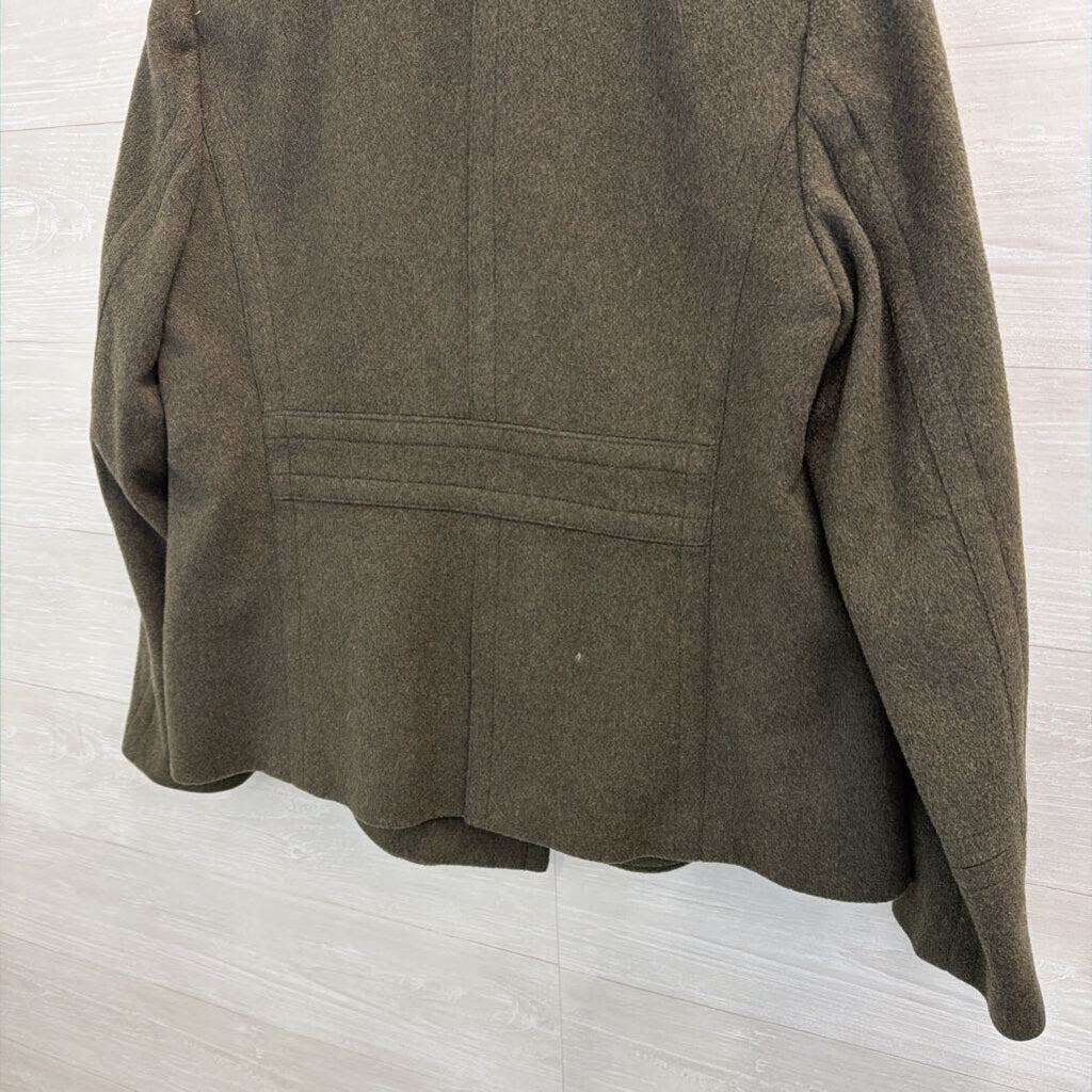 J Crew Green 100% Wool Double Breasted Jacket Large