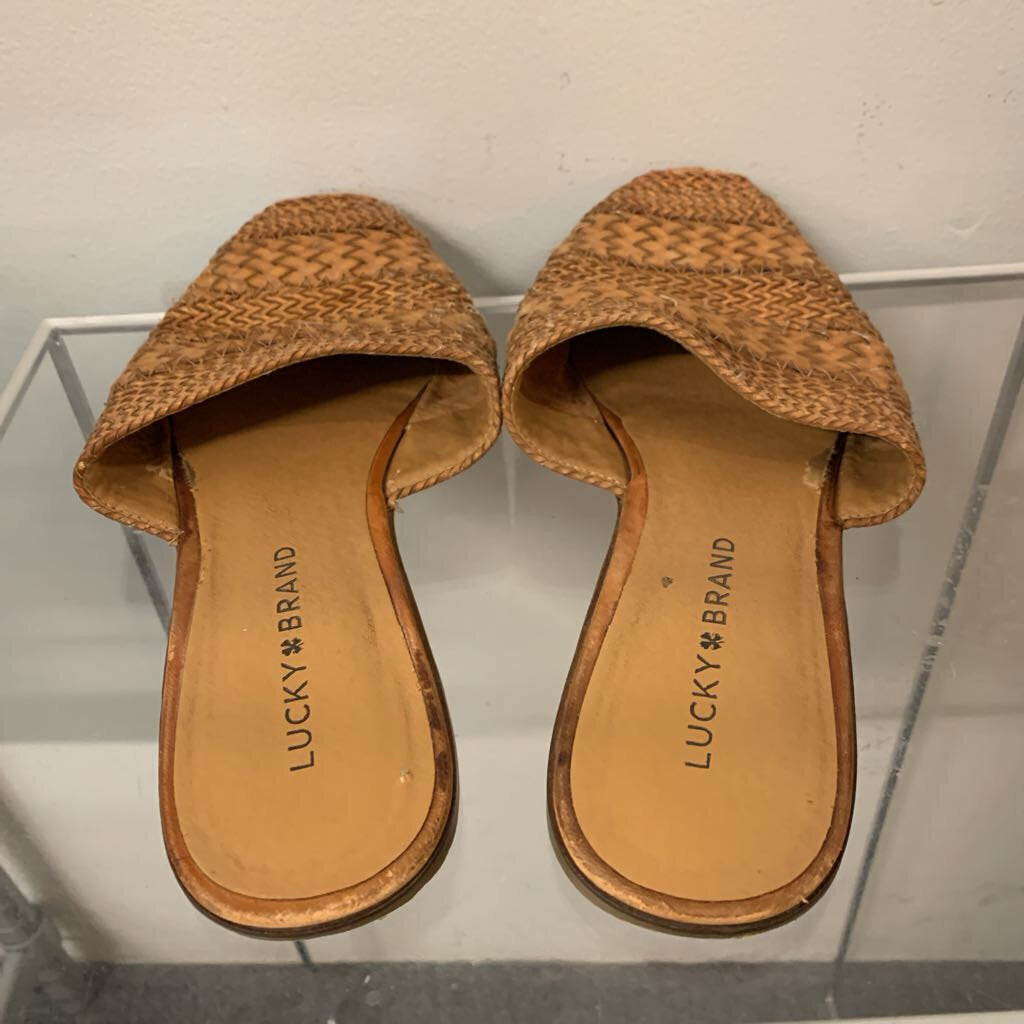 Lucky Brand Brown Woven Leather Mules 8.5