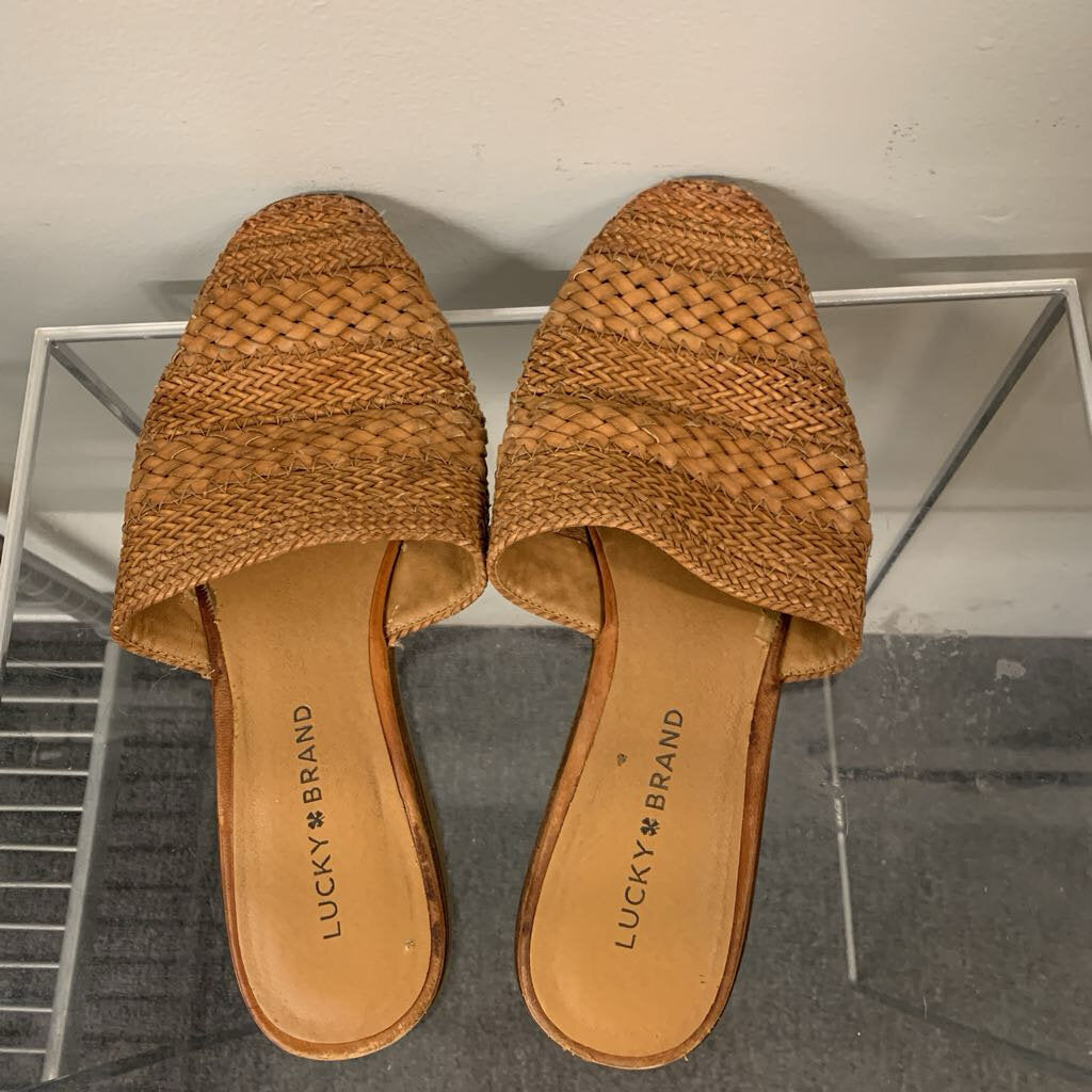 Lucky Brand Brown Woven Leather Mules 8.5