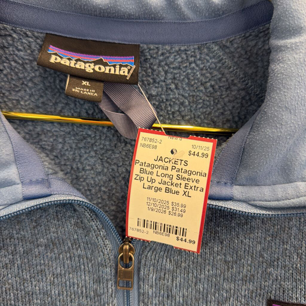 Patagonia Blue Long Sleeve Zip Up Jacket Extra Large