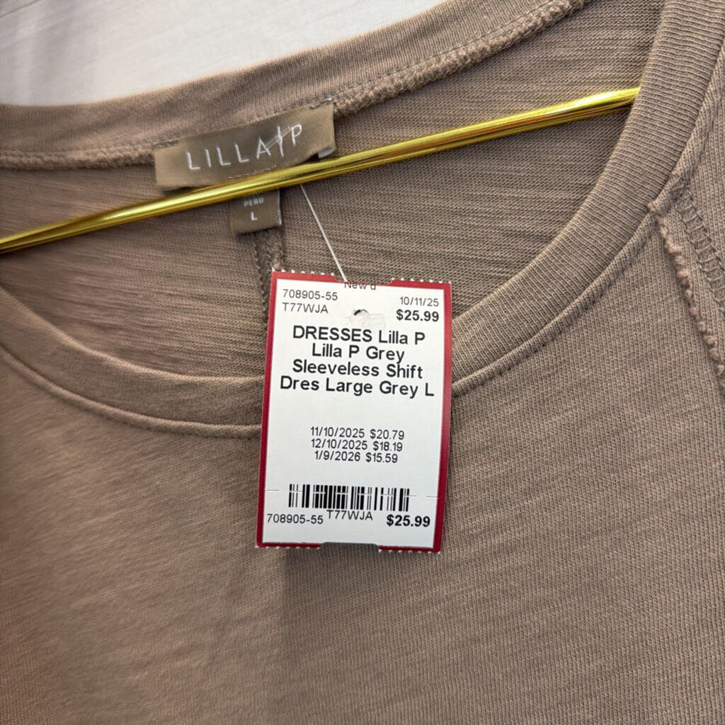 Lilla P Grey Sleeveless Shift Dres Large