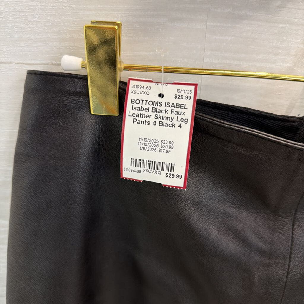 Isabel Black Faux Leather Skinny Leg Pants 4