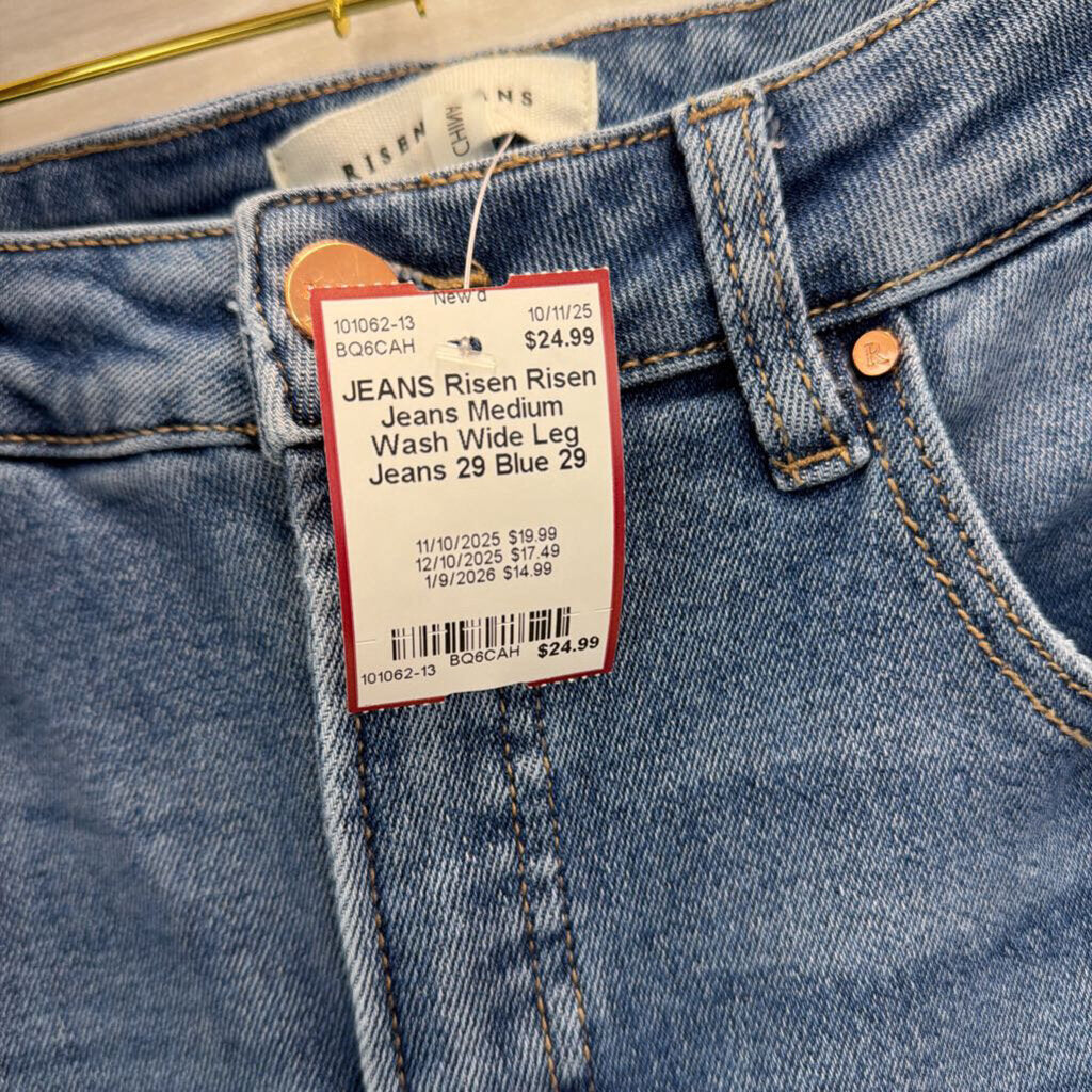 Risen Jeans Medium Wash Wide Leg Jeans 29