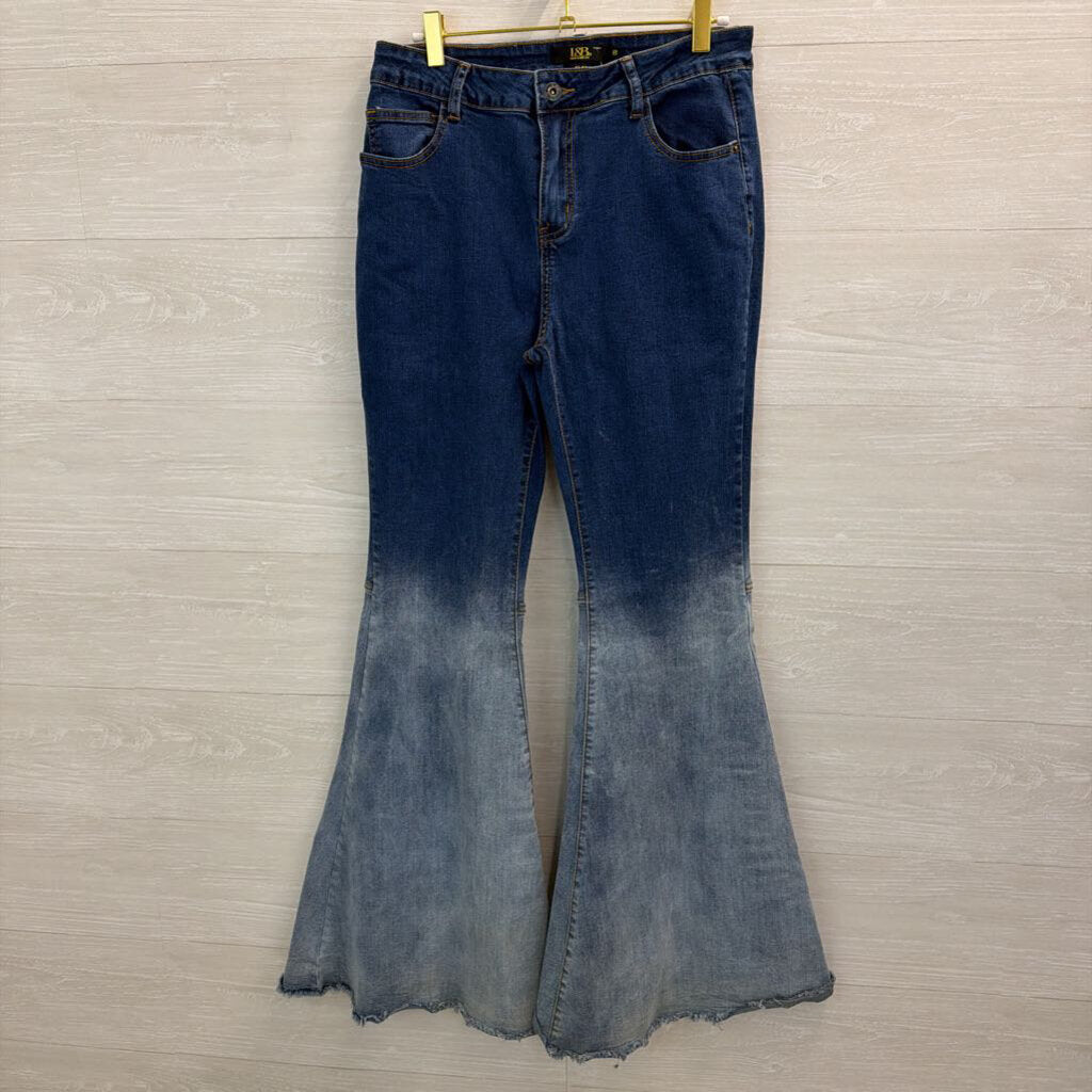 Lucky and Blessed Dark/ Light Wash Flare Jeans 8