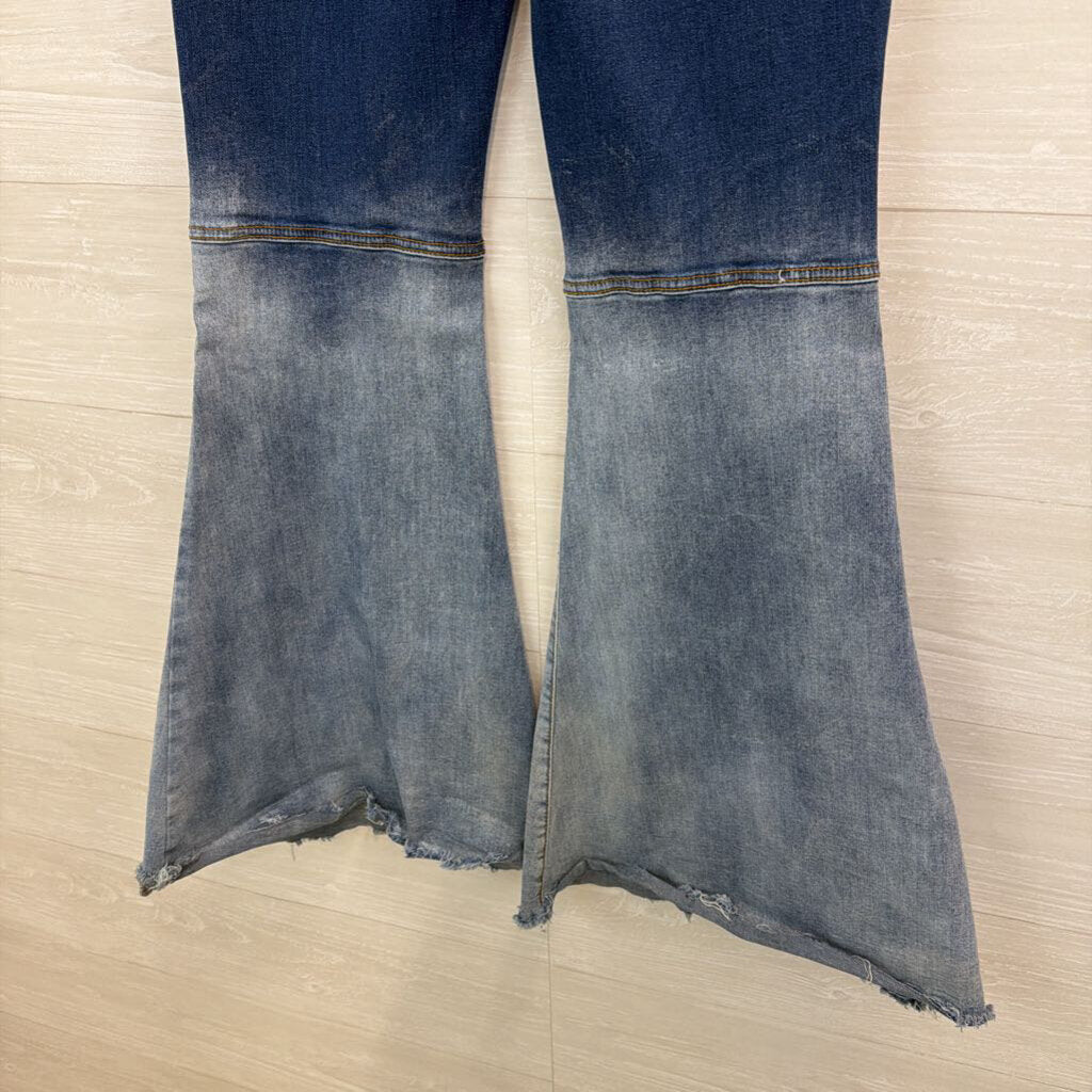 Lucky and Blessed Dark/ Light Wash Flare Jeans 8