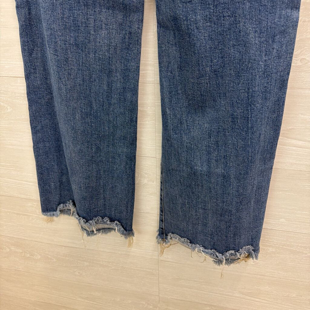Freckled Poppy Medium Wash Distressed Wide Leg Jeans 30