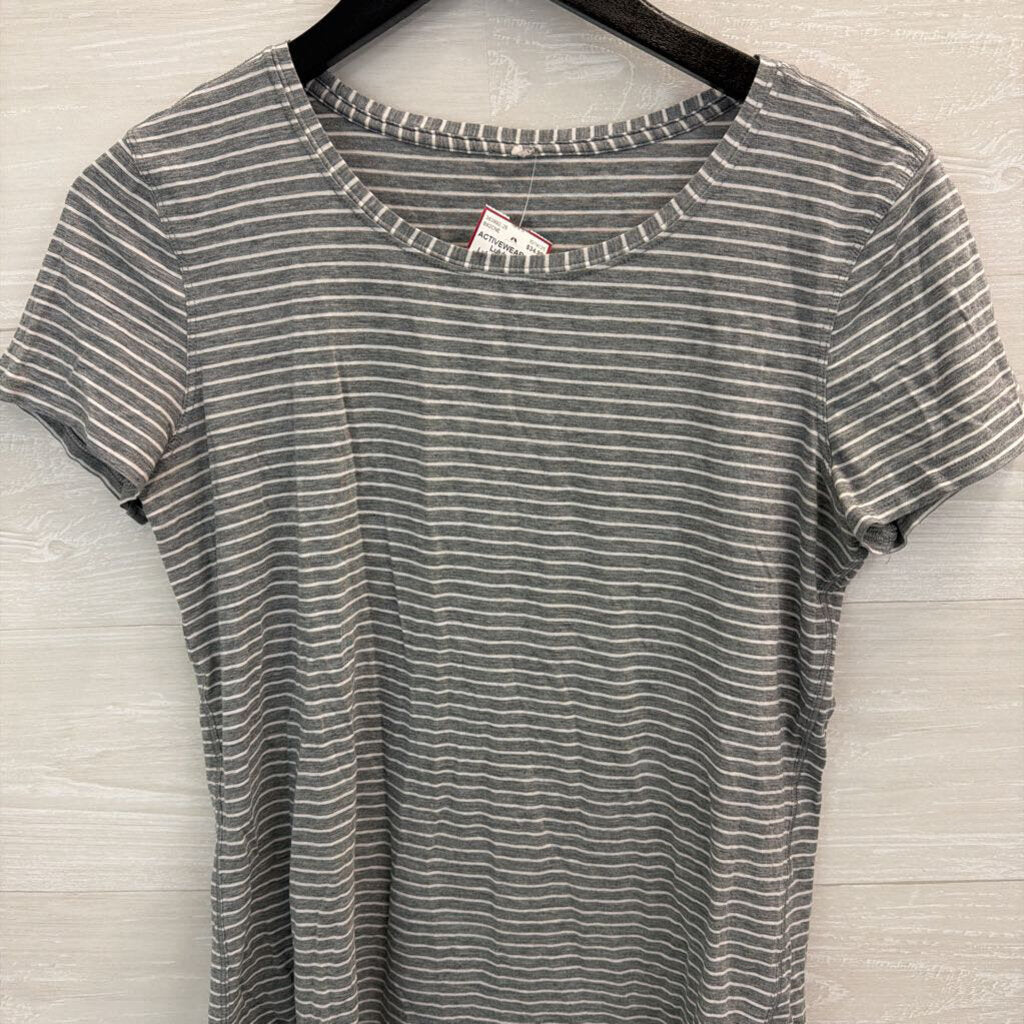 Lululemon Grey/ White Striped Short Sleeve Top Small