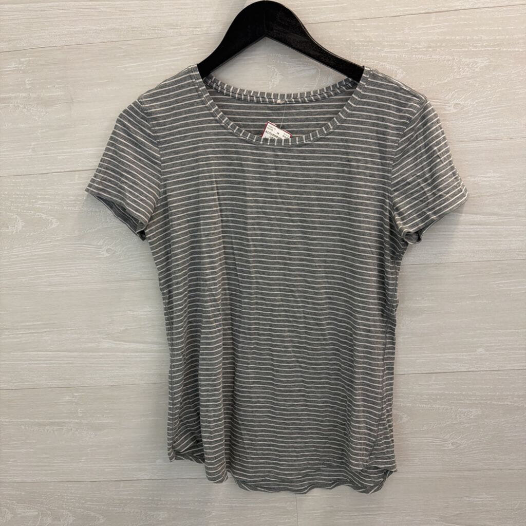 Lululemon Grey/ White Striped Short Sleeve Top Small