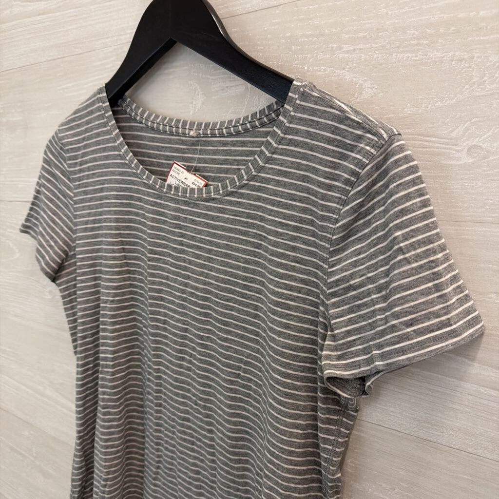 Lululemon Grey/ White Striped Short Sleeve Top Small