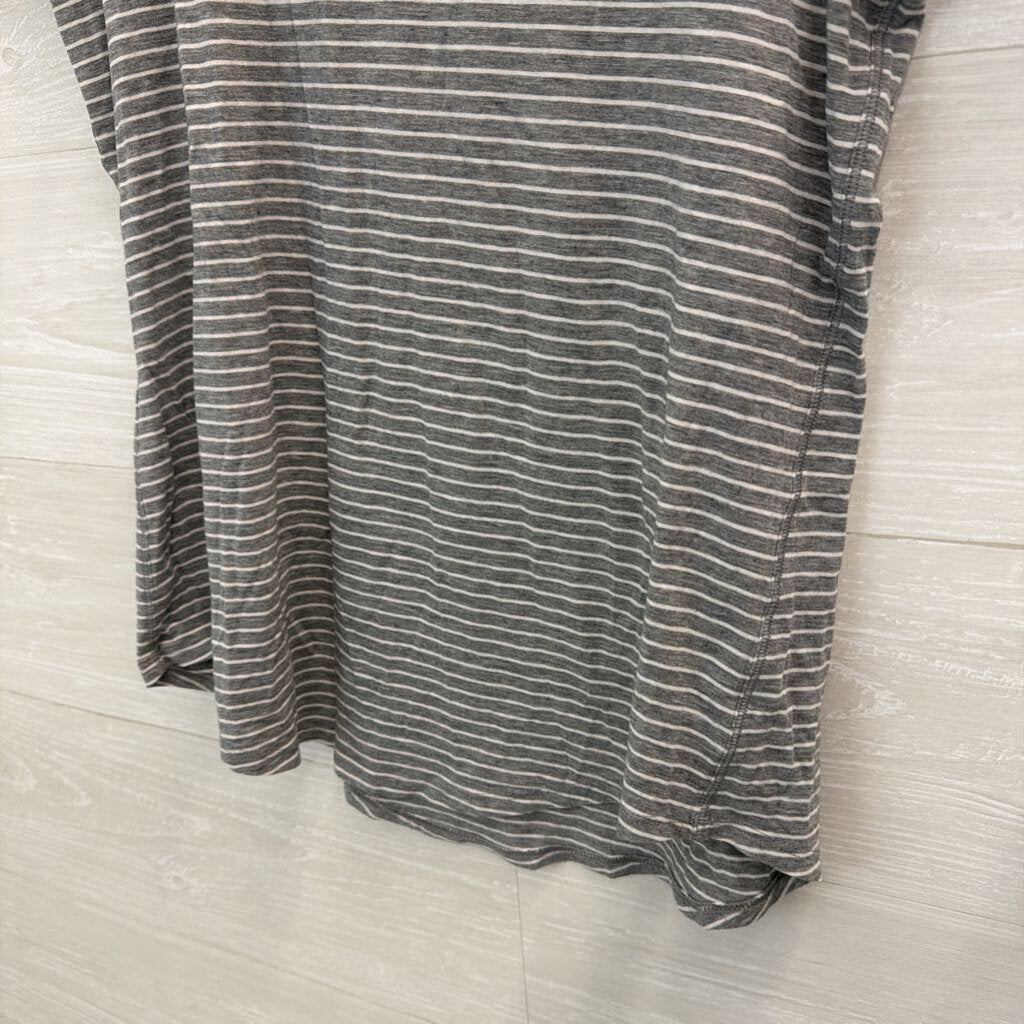 Lululemon Grey/ White Striped Short Sleeve Top Small