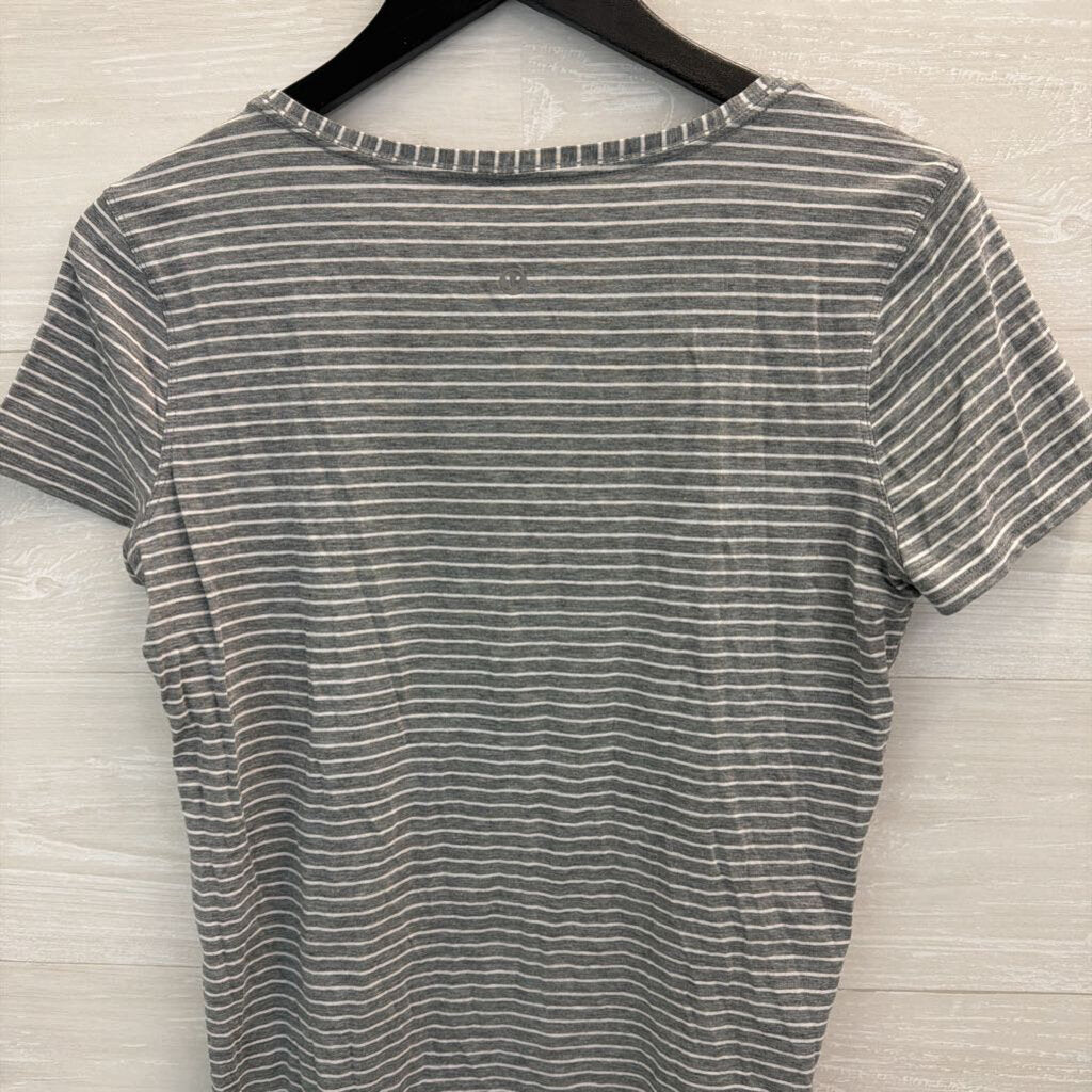 Lululemon Grey/ White Striped Short Sleeve Top Small