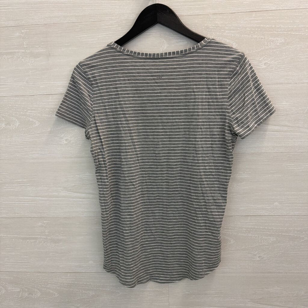 Lululemon Grey/ White Striped Short Sleeve Top Small