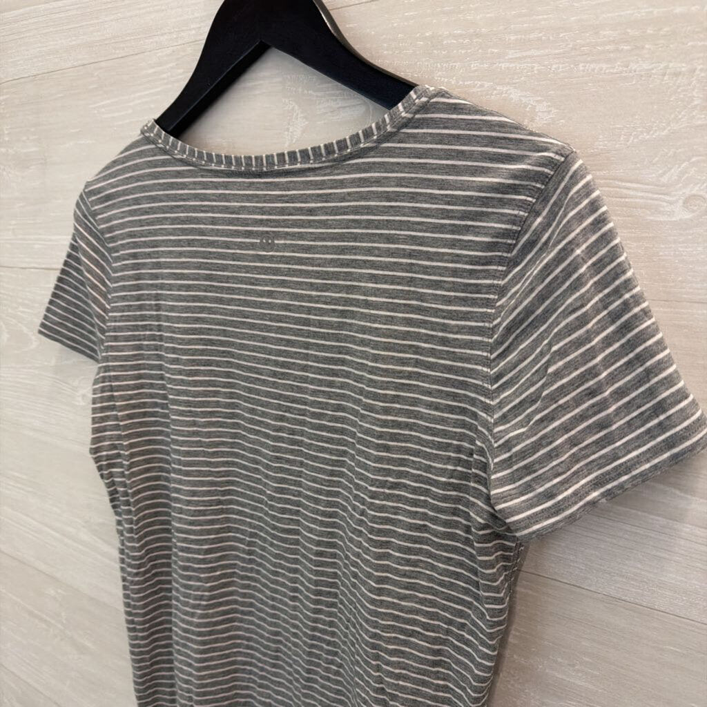 Lululemon Grey/ White Striped Short Sleeve Top Small
