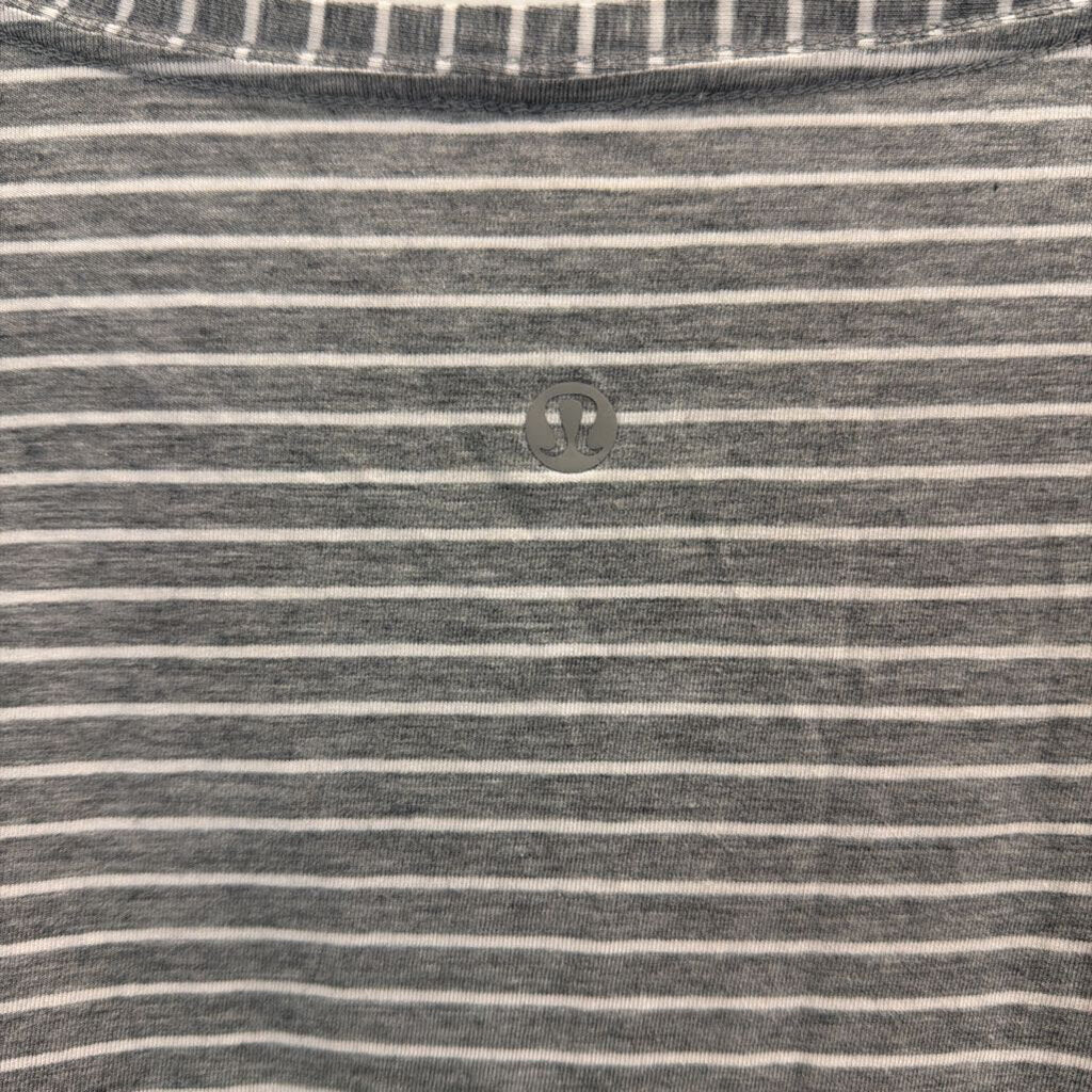 Lululemon Grey/ White Striped Short Sleeve Top Small