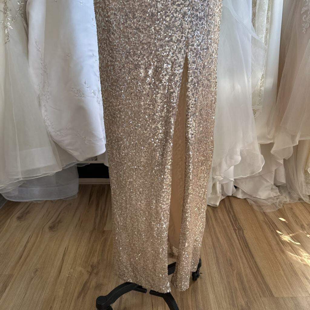 B Smart Champagne Sequin Long Formal Dress 11/12