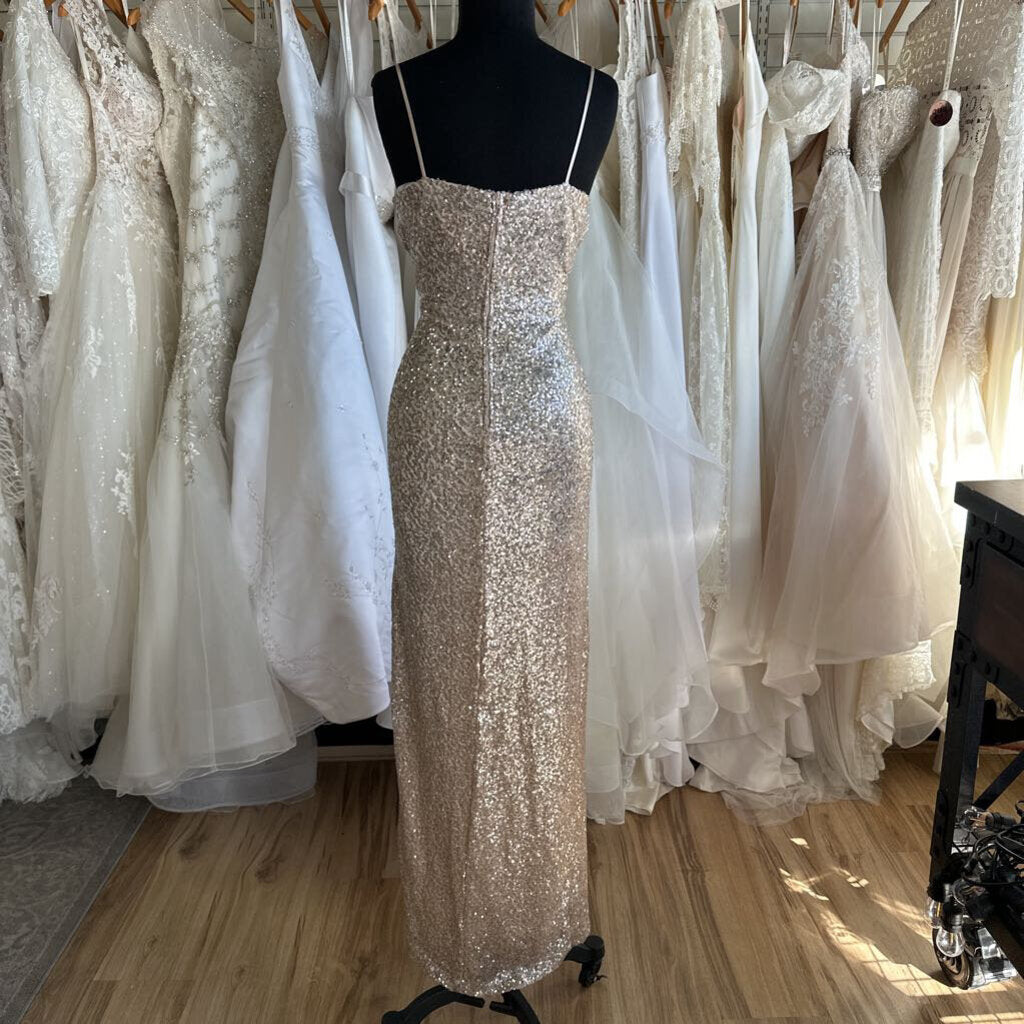 B Smart Champagne Sequin Long Formal Dress 11/12