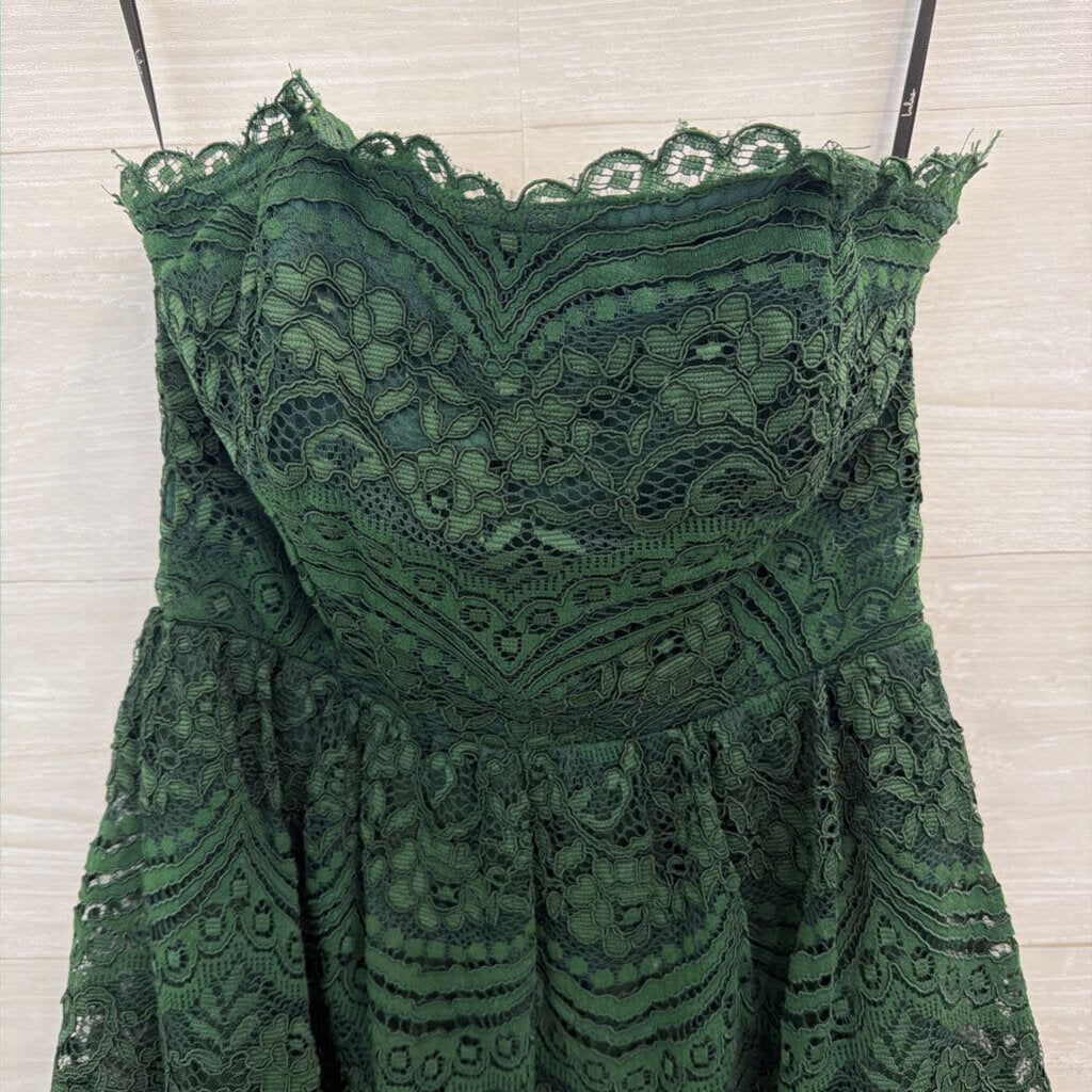 Lulus Green Lace Strapless Short Formal Dress Small