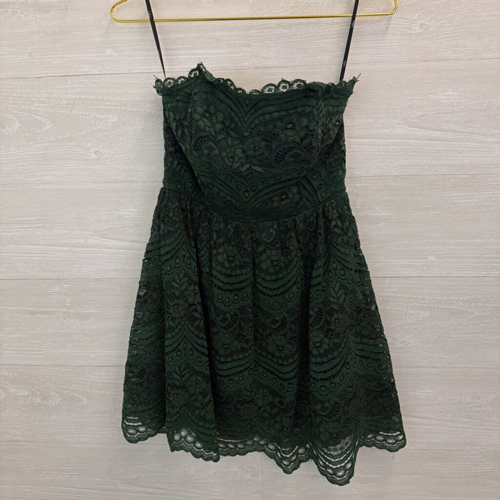 Lulus Green Lace Strapless Short Formal Dress Small