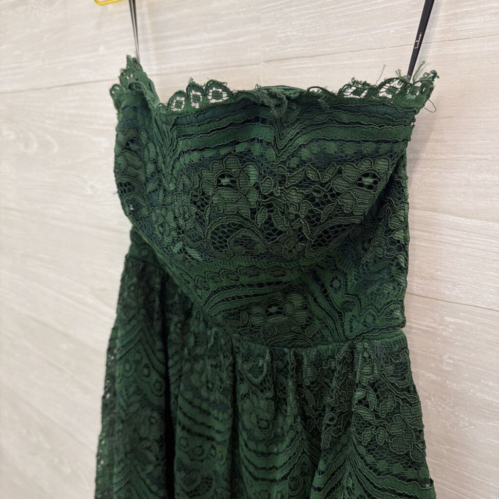 Lulus Green Lace Strapless Short Formal Dress Small