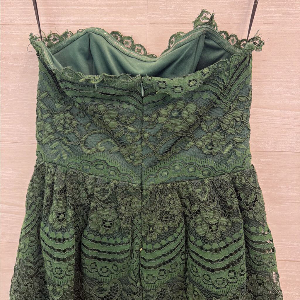 Lulus Green Lace Strapless Short Formal Dress Small