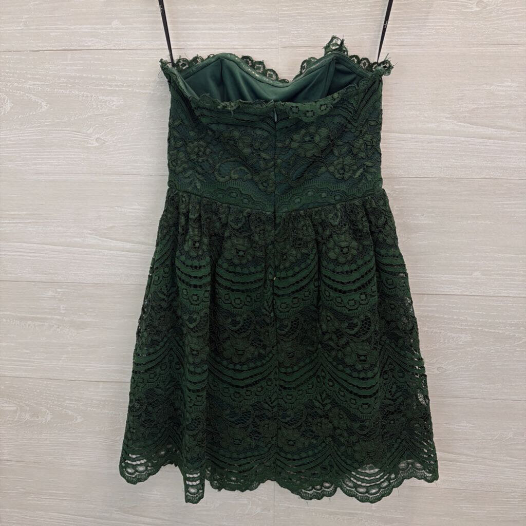 Lulus Green Lace Strapless Short Formal Dress Small