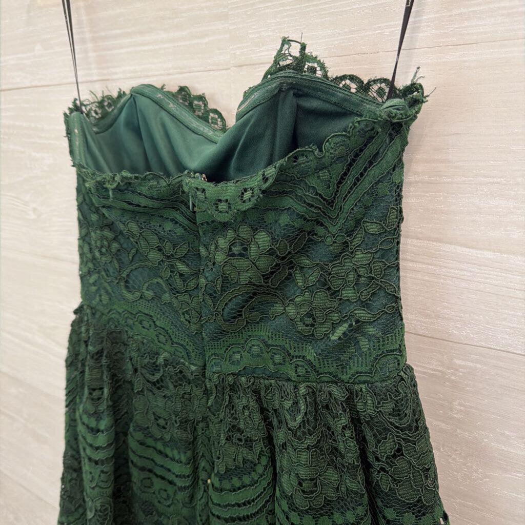 Lulus Green Lace Strapless Short Formal Dress Small