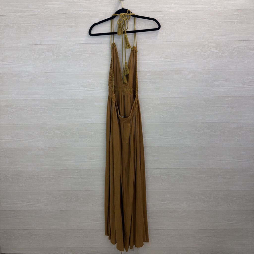 Wishlist Olive Green Lace Halter Top Maxi Dress Large